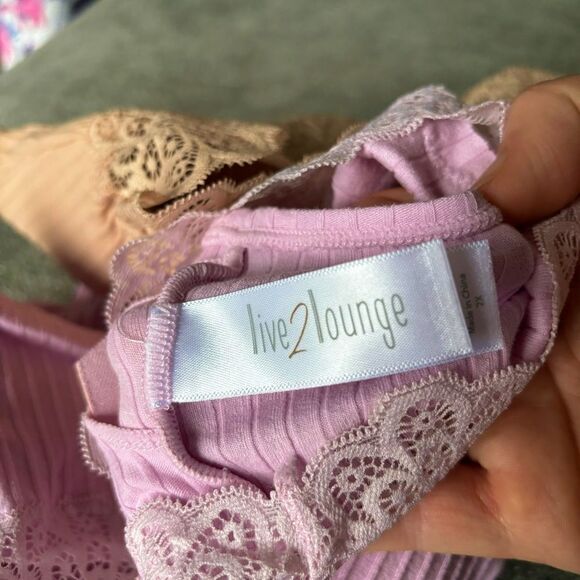 Live2Lounge Bralette Set of 2 Bra Pink Tan Lace 2X XXL - Picture 7 of 8